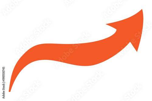 Bright orange smooth curved arrow pointing up and right direction