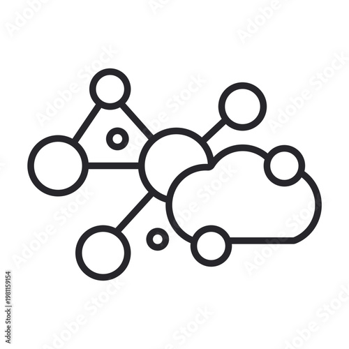 network icons outline and Flat Style,transparent background