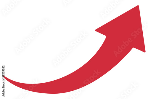 Red curved arrow pointing upwards, dynamic flow direction