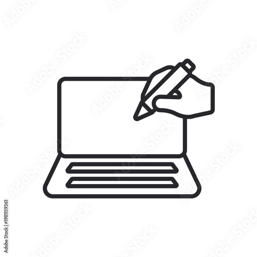 laptop icons outline and Flat Style,transparent background