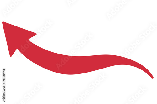 Red curved arrow showing upward and rightward direction wave dynamic