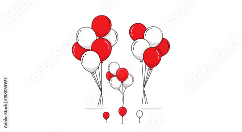 A romantic 3d illustration of heart shaped balloons and a red heart held by hands for a happy Valentine celebration gift card