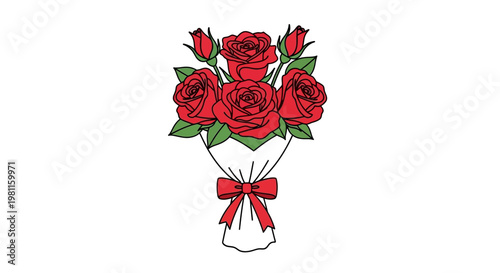 A beautiful bouquet of red roses with a heart decoration in a glass vase makes a perfect Valentine gift, celebrating love and romance through blooming floral petals and nature
