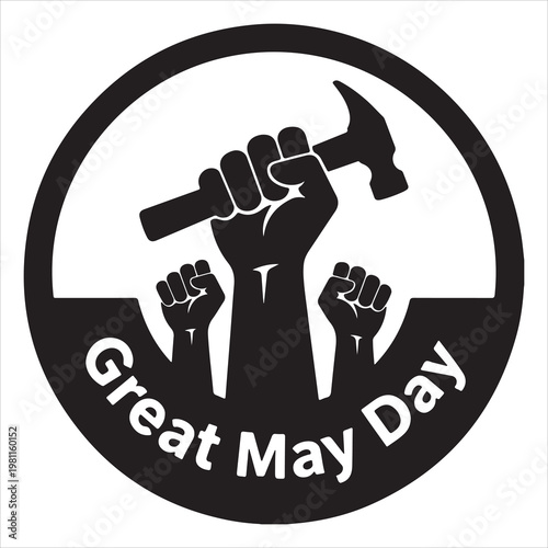 Silhouette vector art of a fist holding a hammer on the occasion of Labor Day