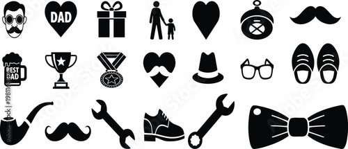 Happy fathers day collection of icons celebrating dad family and fatherhood