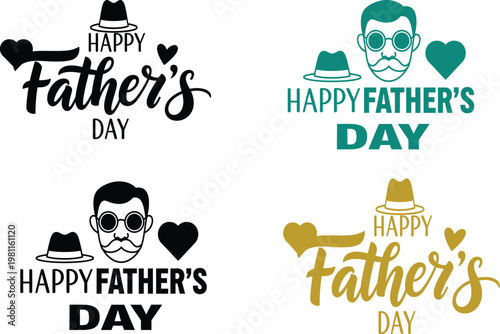 Happy father's day celebrating dad with stylish typography and portrait designs