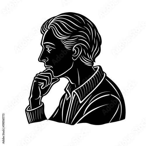 Hand Drawn Thinking Person Silhouette Sketch Illustration