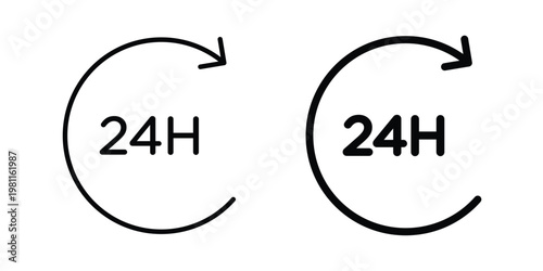 24 Hour time icon clip art collection. Editable stroke icons