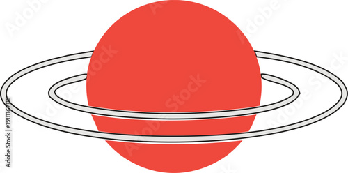 Minimal Saturn Planet Illustration with Rings in Modern Abstract Space Design