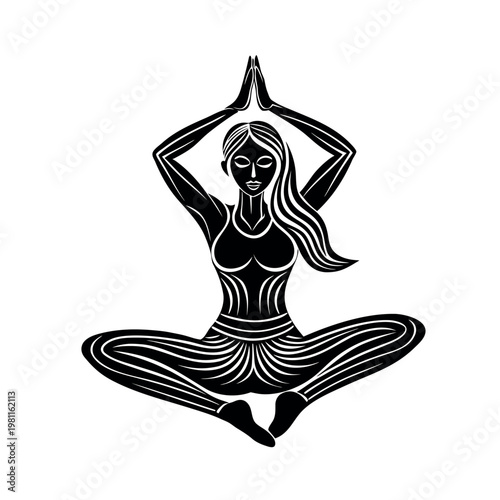 Hand Drawn Yoga Pose Woman Silhouette Illustration