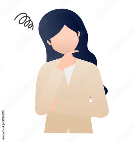 働いている女性 悩んでいるイラストのベクター素材