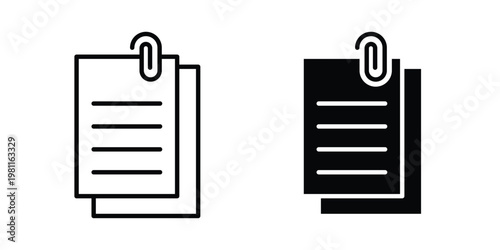 Attach document icon clip art collection. Editable stroke icons