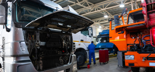 Wallpaper Mural Commercial trucks repair service workshop Torontodigital.ca