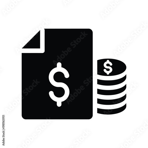 Minimalist dollar sign icon with stacked coins for financial growth and payment concept