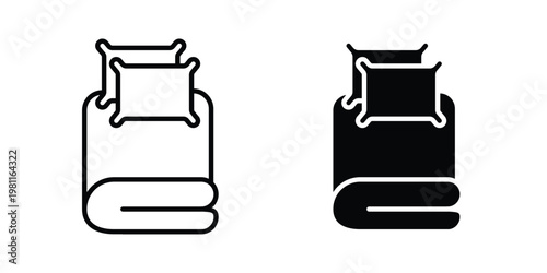 Bed linen icon clip art collection. Editable stroke iconsaging design Vector illustrationsn with pillows icon clip art collection. Editable stroke icons