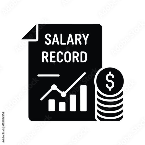 Minimalist salary record chart with rising income trend and stacked coins for financial growth concept