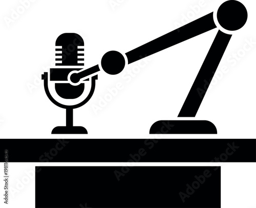 Podcast Studio Desk Microphone Arm Icon