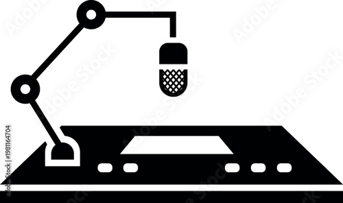 Podcast studio mixer microphone icon vector