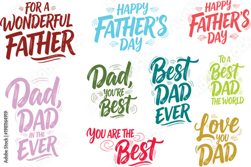 Happy fathers day colorful typography heartfelt messages for dad's special day