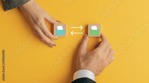 Schilderij op canvas Streamlining secure file exchange and seamless information transfer in a collabo