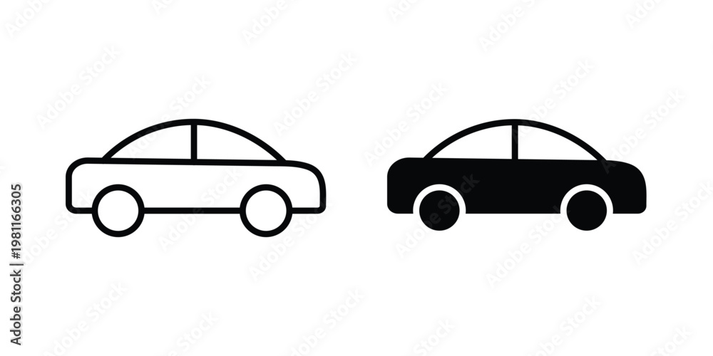Fototapeta premium Car icon clip art collection. Editable stroke icons