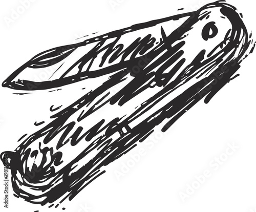 Hand drawn vintage pocket knife sketch isolated on white background, retro illustration