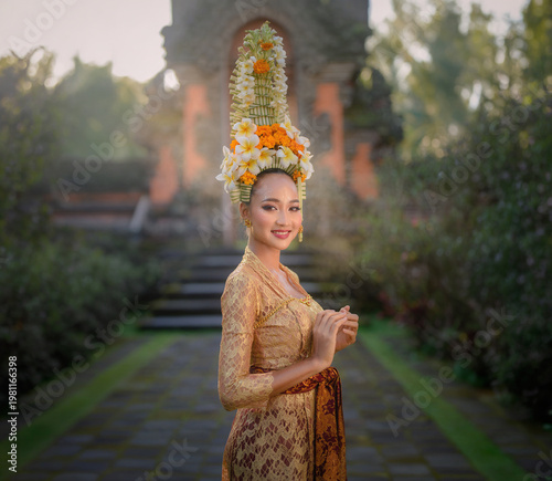 young woman in traditional Indonesian clothes