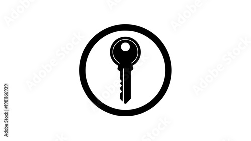 Key access control circle black white icon 