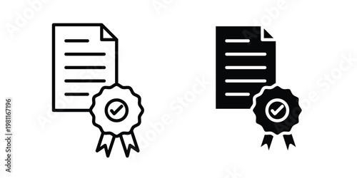 certificate diploma icon clip art collection. Editable stroke icons