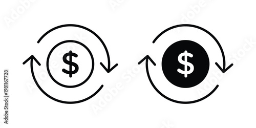 Circulation of money icon clip art collection. Editable stroke icons