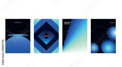 Abstract Gradient Poster Template Set Vector for Modern Branding Social Media Marketing Cover Design Layout