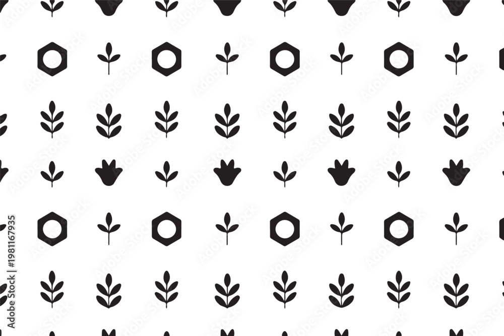 Fototapeta premium Geometric Floral Pattern Vector, Decorative Seamless Abstract Design for Textile, Wallpaper and Surface Pattern
