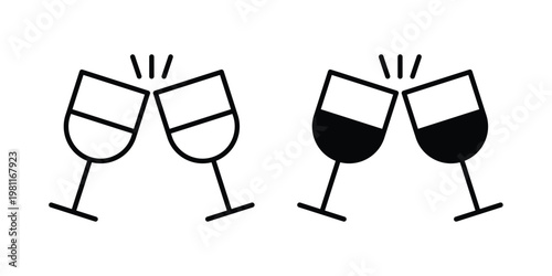 Clinking glasses icon clip art collection. Editable stroke icons
