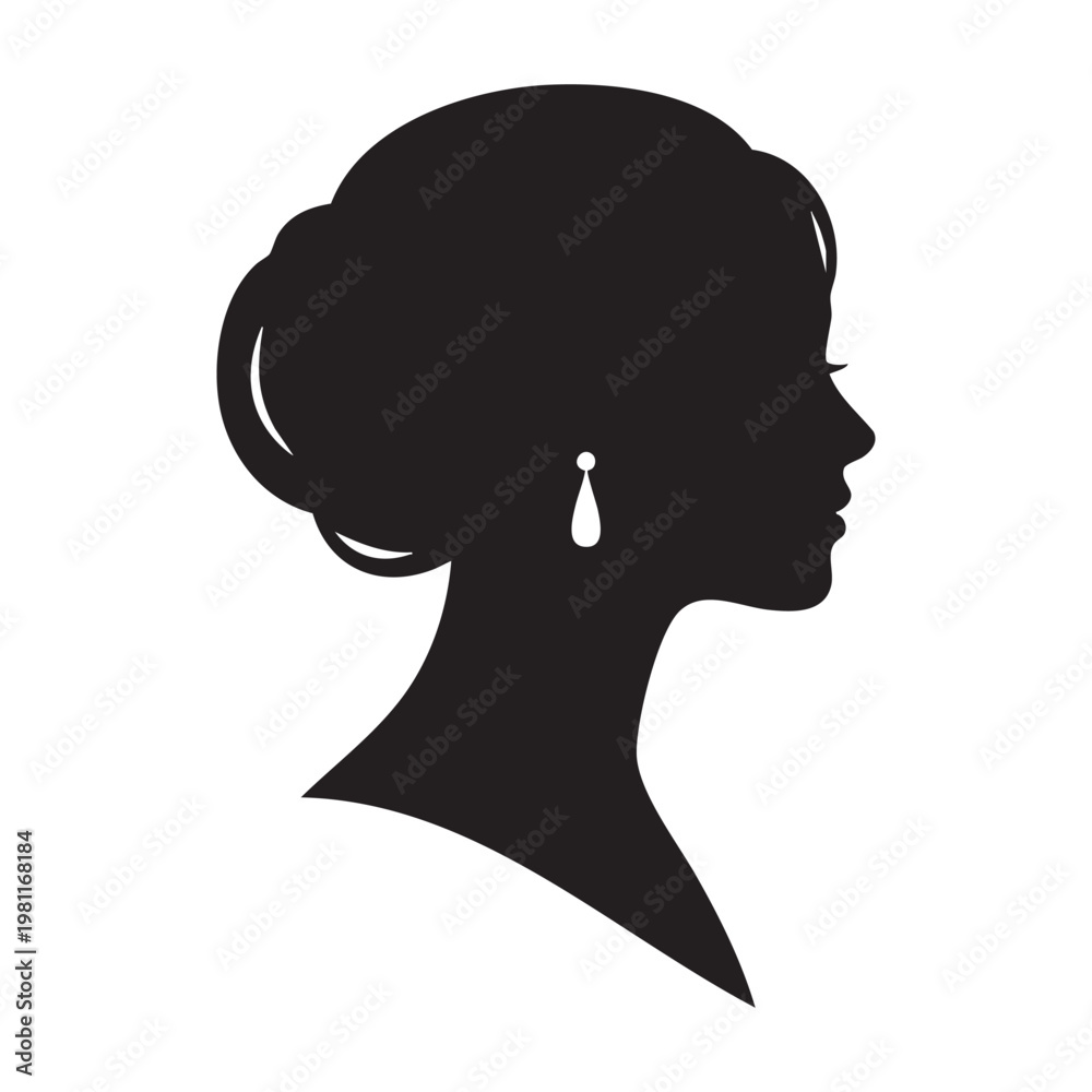 Ταπετσαρία Elegant woman's silhouette a classic profile in black and white