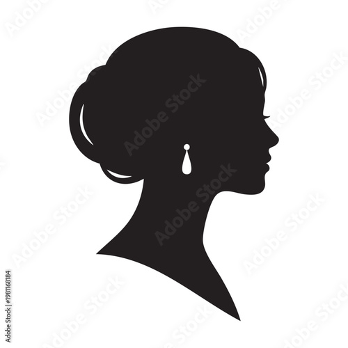 Картината върху платно Elegant woman's silhouette a classic profile in black and white