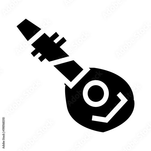 vector illustration of a lute instrument glyph solid icon