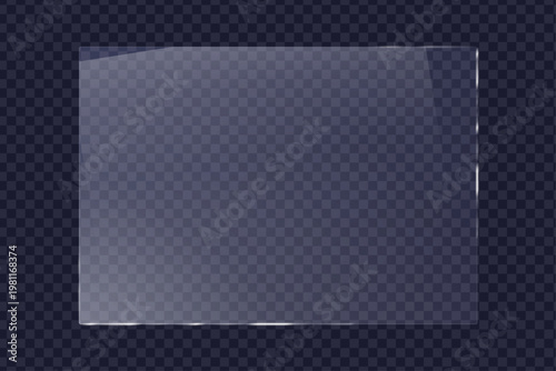 transparent glass plate background realistic screen window with glossy flare for showcase