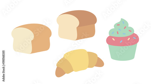 Bread and Cupcake Illustration.