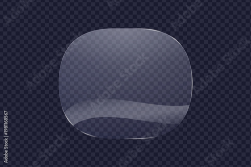 Realistic shiny glossy glass panel rounded corners with a reflective effect for rectangle window display