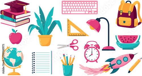 Back to School Doodle Vector Set with Education Icons, School Supplies, and Learning Tools