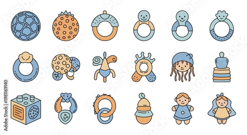 Baby toys and objects for children.