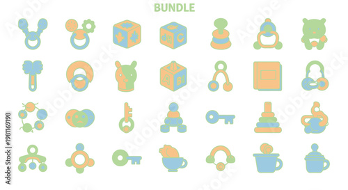 Baby toys and objects for children.