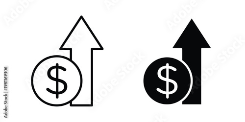 Cost increase icon clip art collection. Editable stroke icons