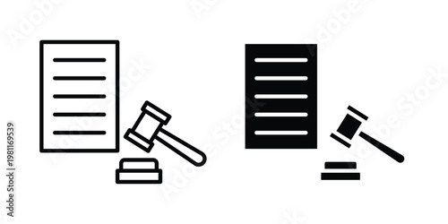 Court decision icon clip art collection. Editable stroke icons
