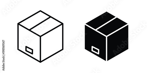 Courier box icon clip art collection. Editable stroke icons