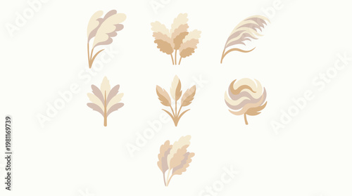 Brown Leaves on Pale Background.
