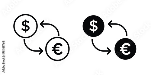 Currency exchange icon clip art collection. Editable stroke icons