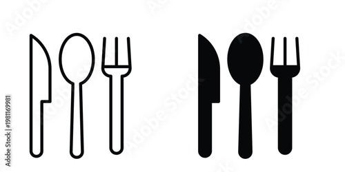 Cutlery icon clip art collection. Editable stroke icons