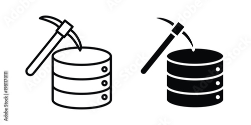 Data mining icon clip art collection. Editable stroke icons