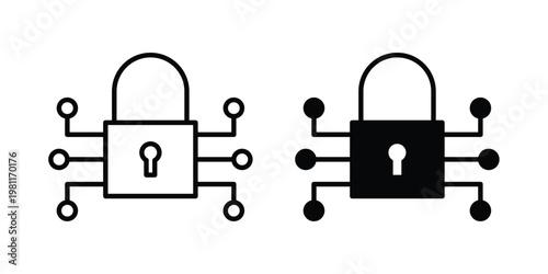 Data security icon clip art collection. Editable stroke icons